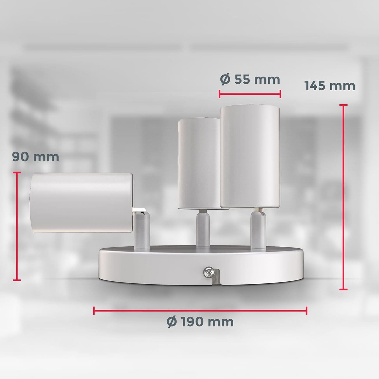Retro-Deckenspot rund 19x9cm - 3-flammig - Metall-Deckenlampe Industrial Design Spot schwenkbar Fassung GU10 max. 5W LED Flur Büro | weiß - 9