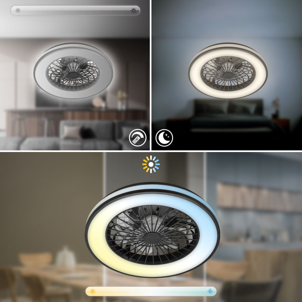 LED Deckenventilator Beleuchtung Deckenlampe Schlafzimmer Fernbedienung Dimmbar 2