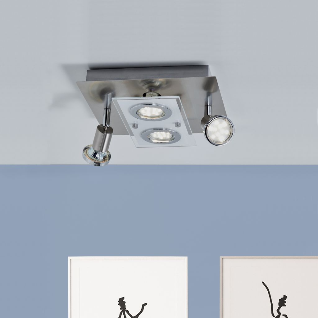 Deckenleuchte 25x25 cm - 12W. 1000lm. LED. schwenkbar. warmweiß. matt-nickel 6