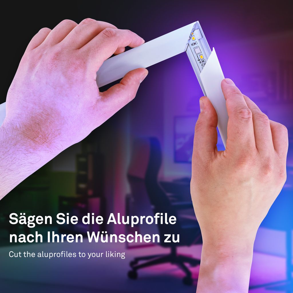 Pimp Your Stripe LED Strip 2m. RGBW mit FB + Alu-Profil silber 3