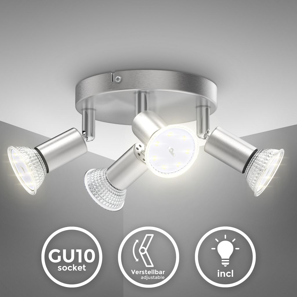 Deckenstrahler - 11.6W. 1040lm. LED. schwenkbar. GU10. Rondell. warmweiß. matt-nickel 1