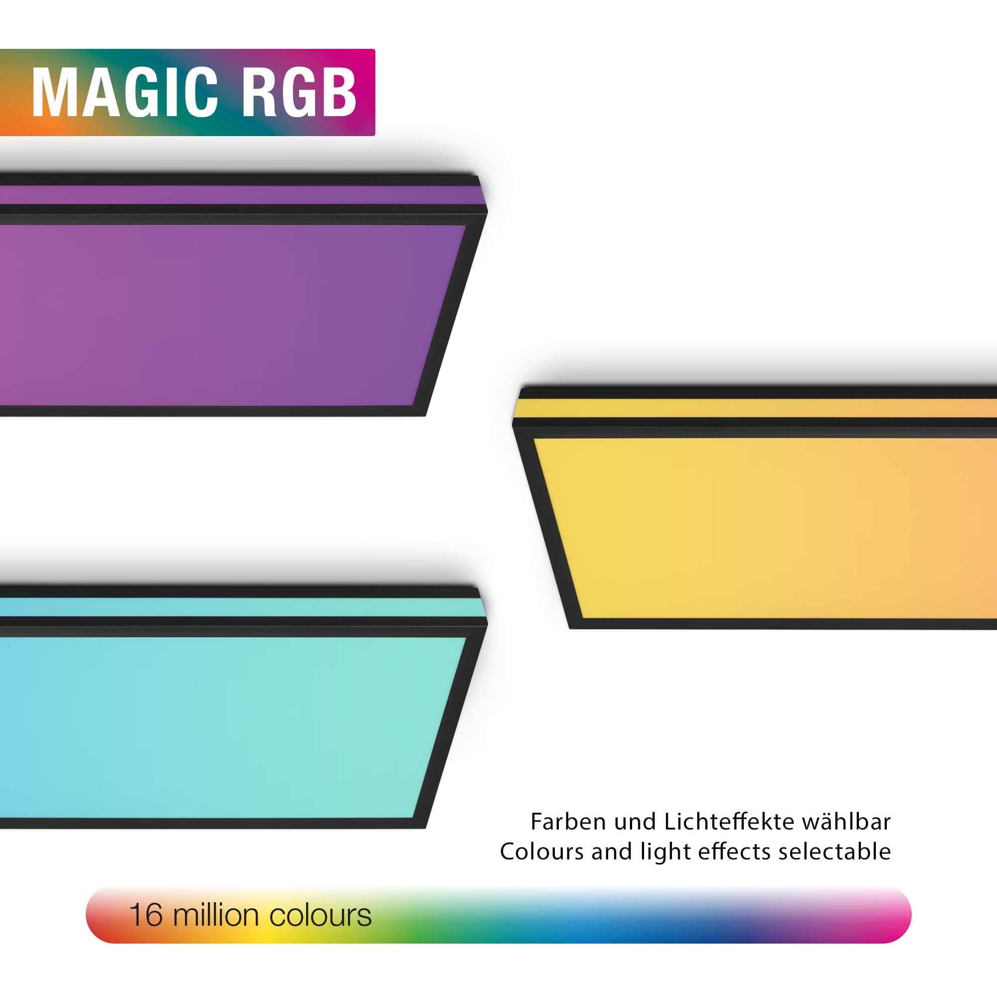  LED Panel RGB dynamischer Farbwechsel - 100x25cm - Deckenleuchte dimmbar 24W 2400lm CCT 3000–6500K Deckenlampe Wohnzimmer mit Fernbedienung Timer Nachtlicht  | schwarz  - 4