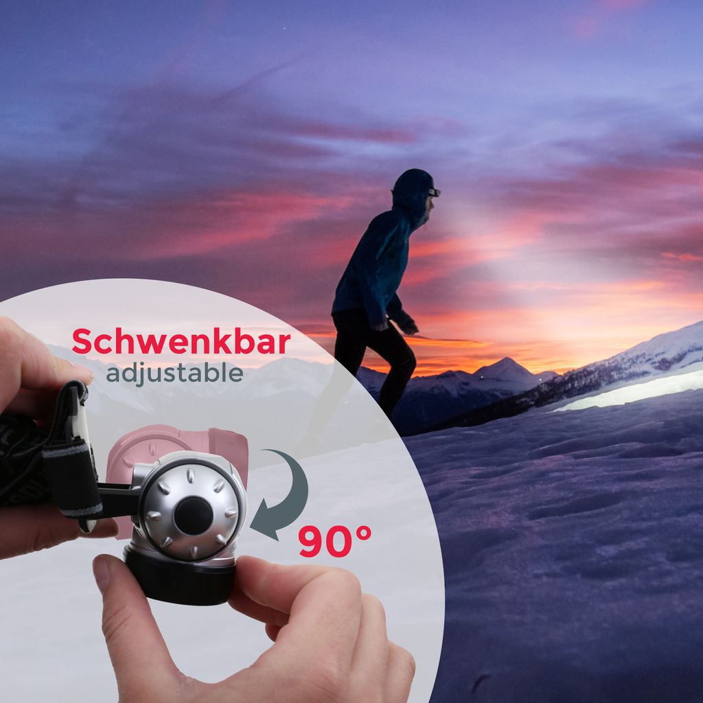 LED Stirnlampe. silber-schwarz. 12xLED/0.3W 6