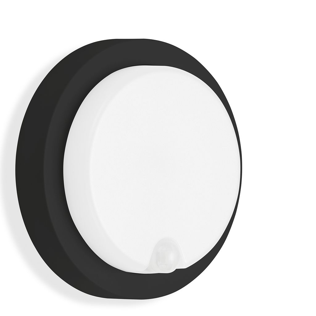LED Sensor Außenwandleuchte, Ø 17 cm, 12 W, Schwarz