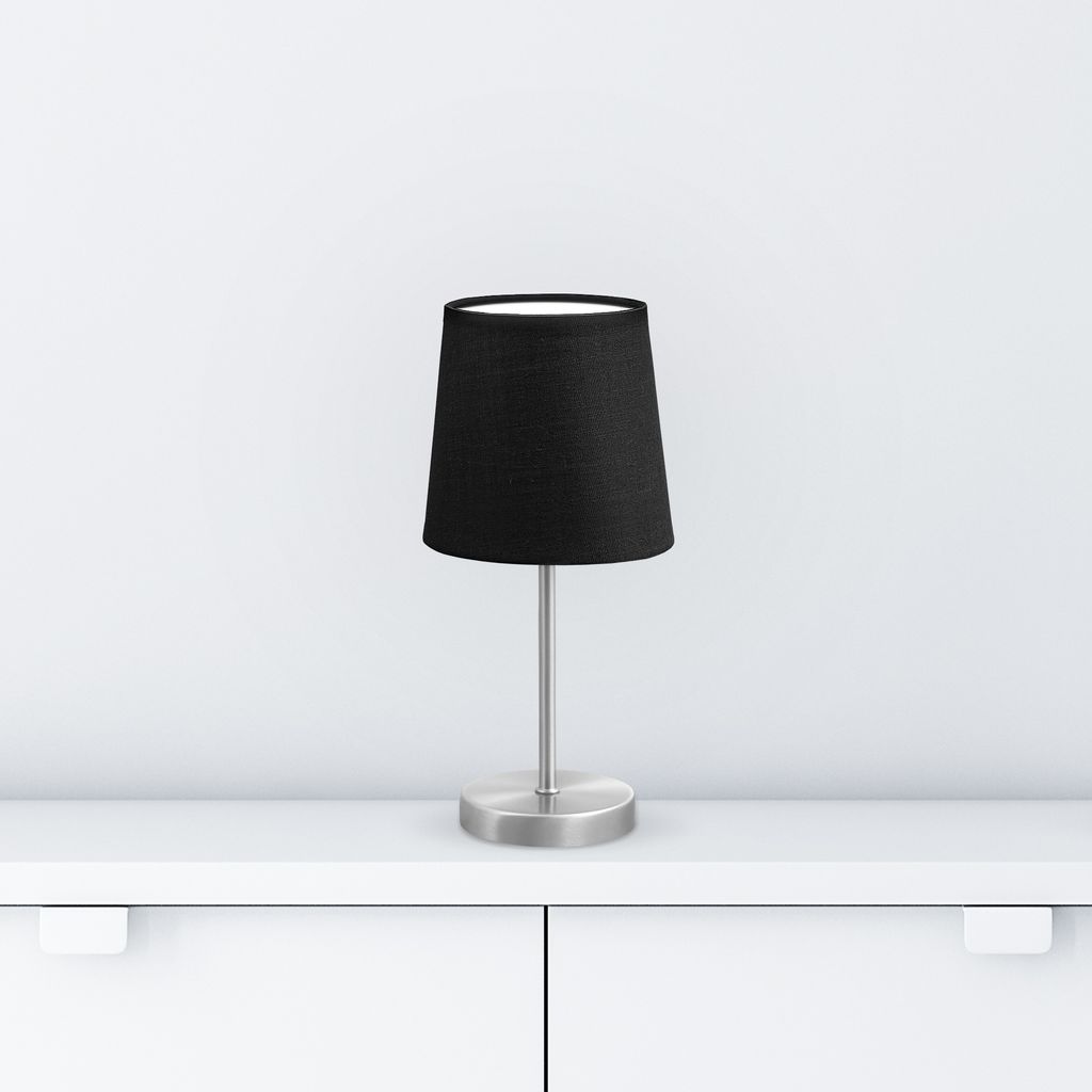 Nachttischlampe - mit Schalter. Stoff. max. 25W. E14 Fassung. schwarz 5