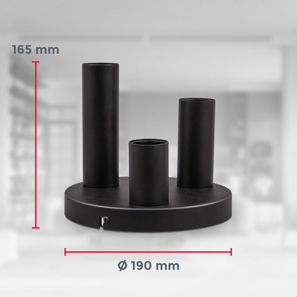 Bundle Deckenleuchte. schwarz + 3er-Set LED Leuchtmittel 5