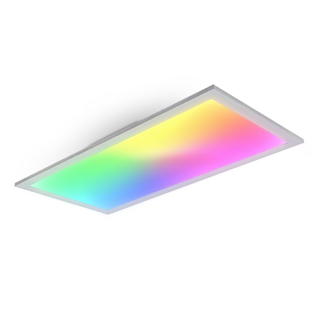 LED Panel 59.5x29.5 cm - 15W. 1300lm. dimmbar. Fernbedienung. CCT. RGB. silberfarbig 0