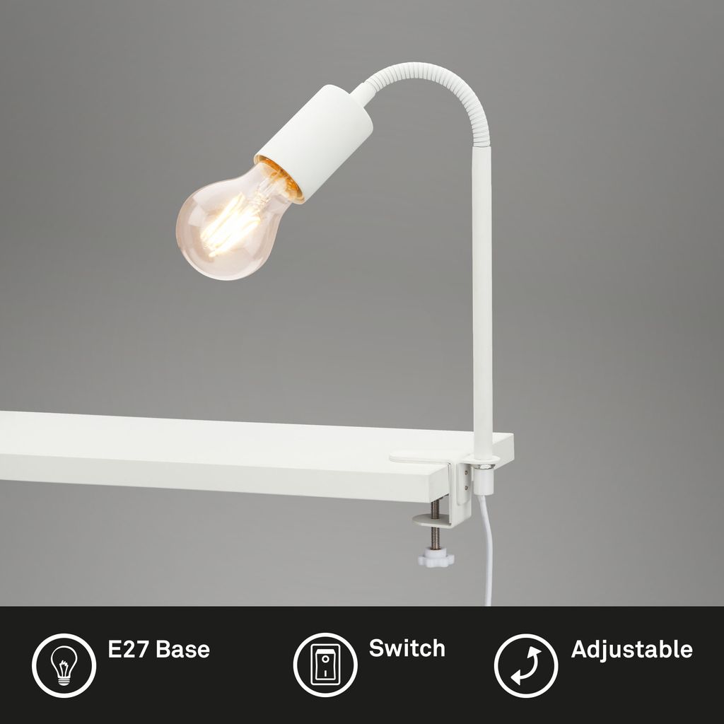 Klemmleuchte Ø 1x exkl E27 10W weiß 2
