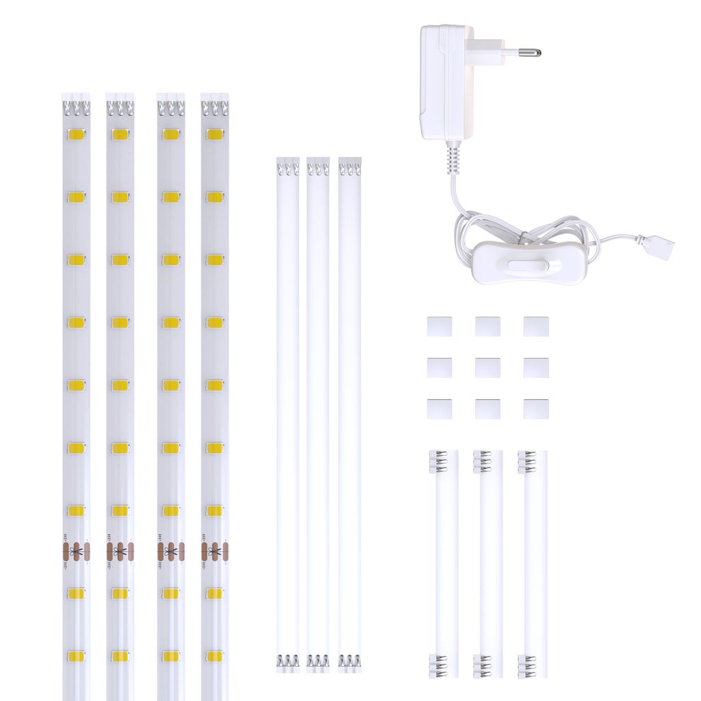 LED Streifen 4x50 cm - schalter. silikonbeschichtet. selbstklebend. neutralweiß 1
