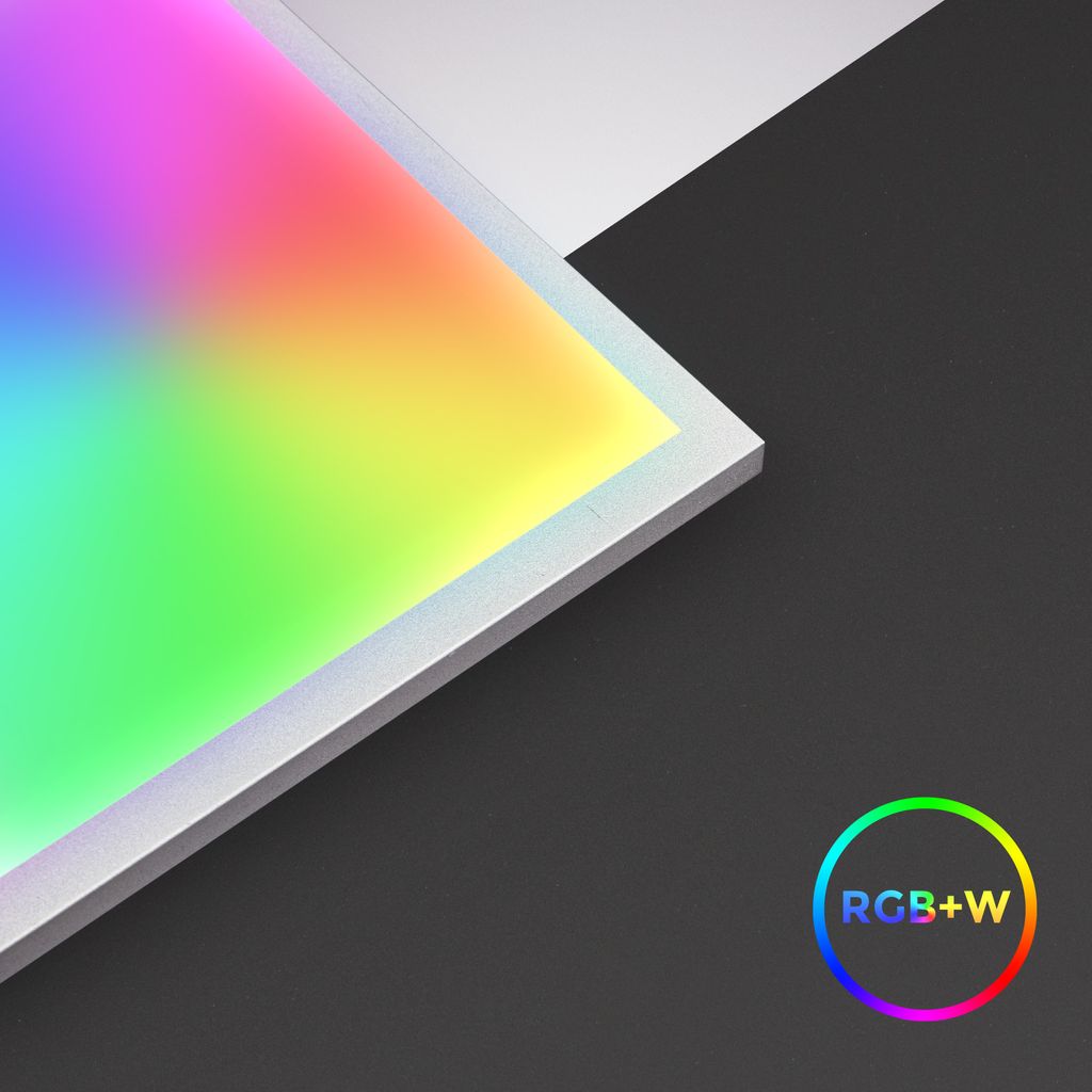 LED Panel 59.5x29.5 cm - 15W. 1300lm. dimmbar. Fernbedienung. CCT. RGB. silberfarbig 4