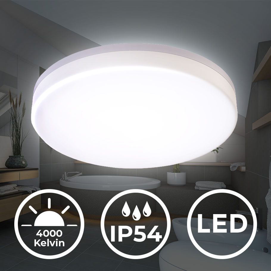 Deckenleuchte Ø22 cm - 13W. 1600lm. LED. IP54. neutralweiß. weiß 1
