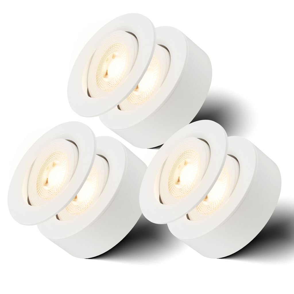 Einbaustrahler 76mm 3er Set - 230V. 5W. 500lm. LED. warmweiß. weiß 12
