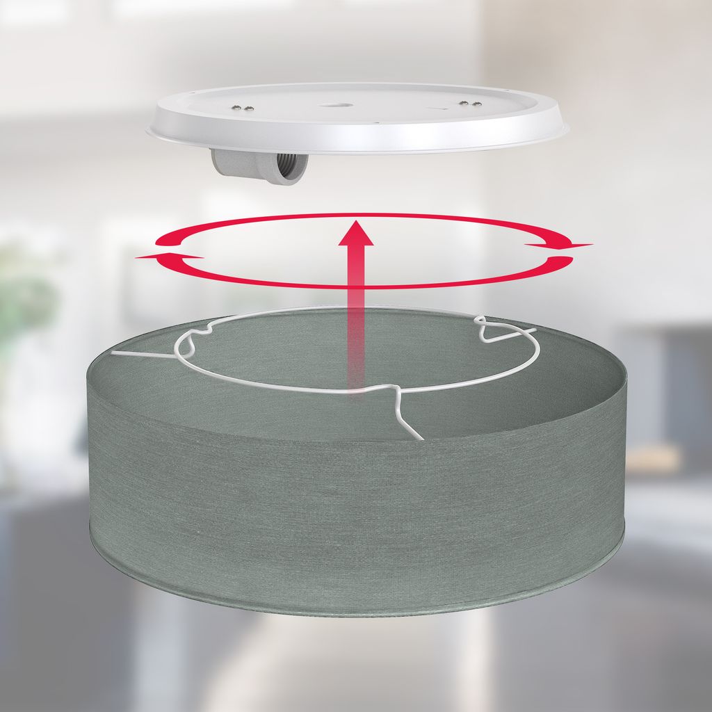 Deckenleuchte Ø30 cm - Stoffschirm. E27 Fassung. 1-flammig. grau 2