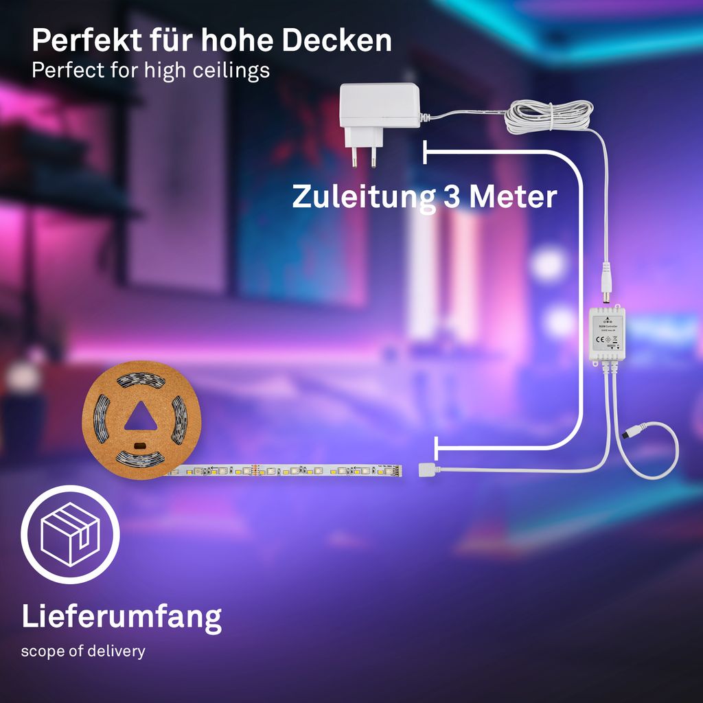 Pimp Your Stripe LED Strip 2m. RGBW mit FB + Alu-Profil silber 7