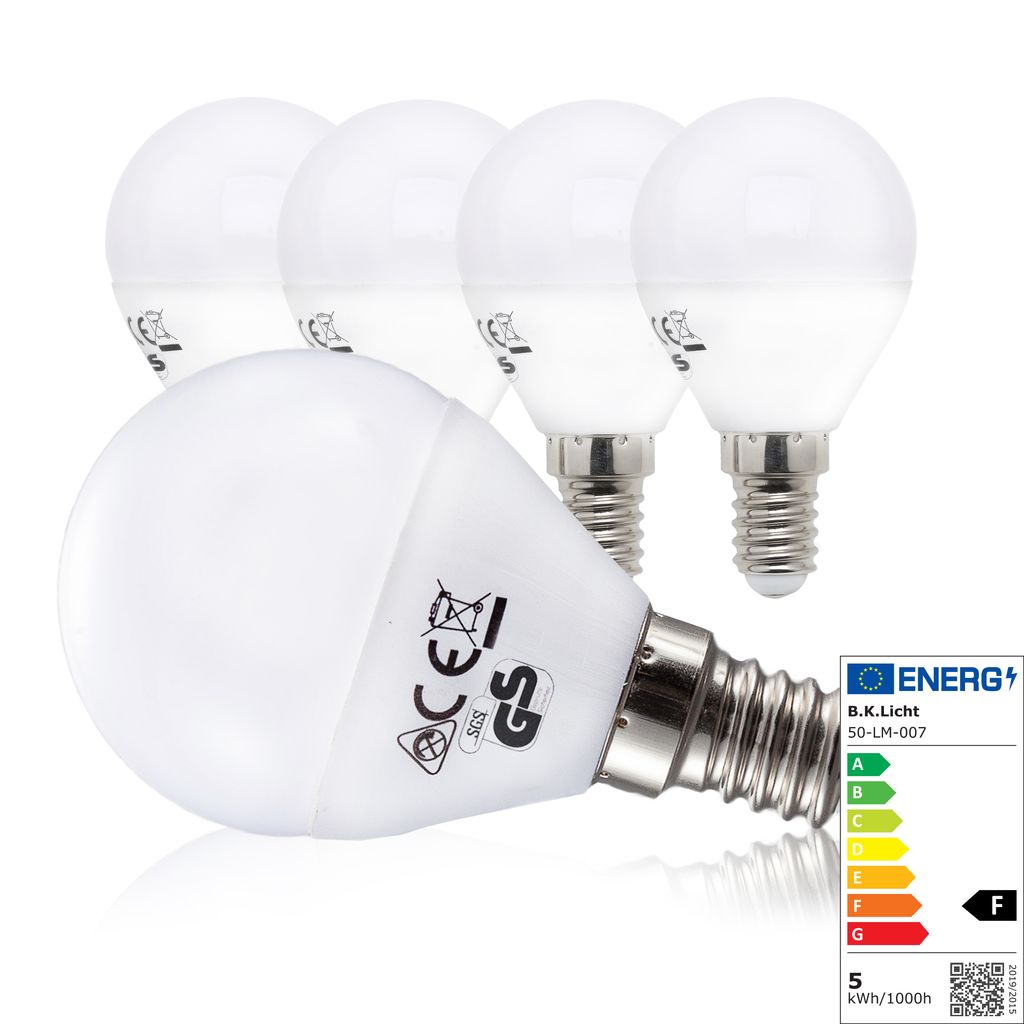 LED Glühbirne E14 5er Set - 4.9W 470lm 3000K warmweiß weiß 9
