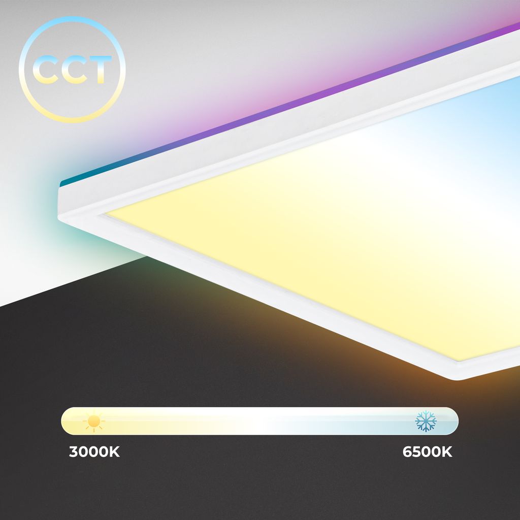 LED Panel 58x20 cm - 22W. 3000lm. dimmbar. Fernbedienung. CCT. RGB. weiß 5