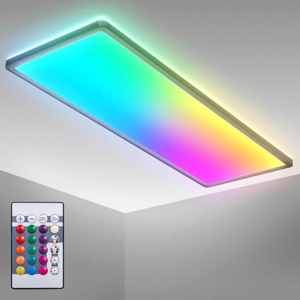 LED Panel 58x20 cm - 22W. 3000lm. dimmbar. Fernbedienung. RGBW. schwarz 10