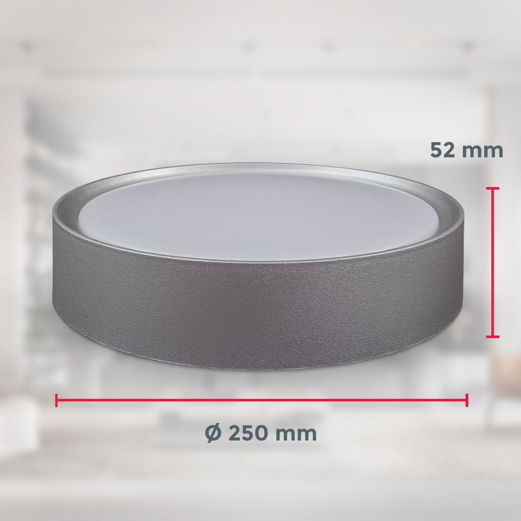 Deckenlampe Ø25 cm - 12W. 1200lm. LED. neutralweiß. silberfarbig 7