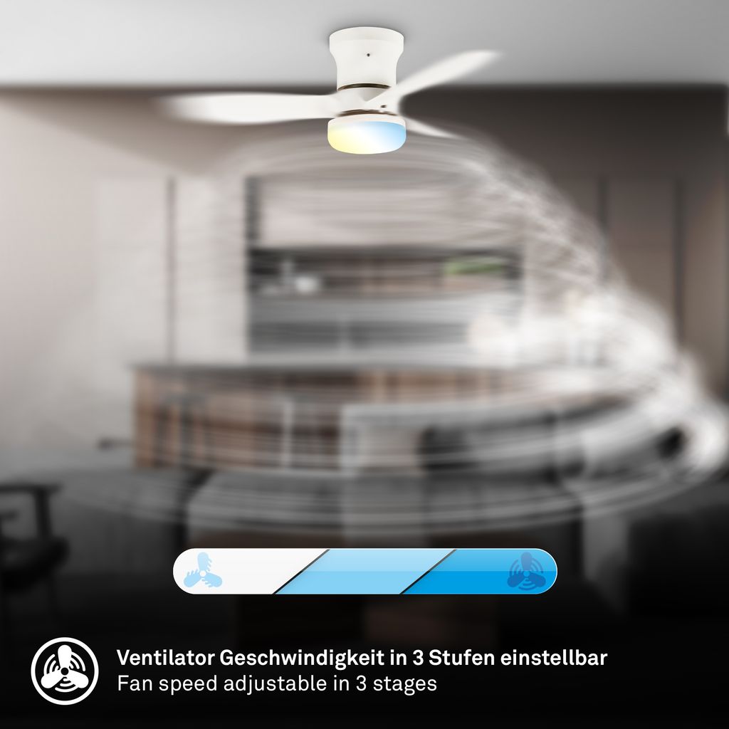 Deckenventilator mit Beleuchtung Fernbedienung Ventilator mit Licht Dimmbar CCT 6