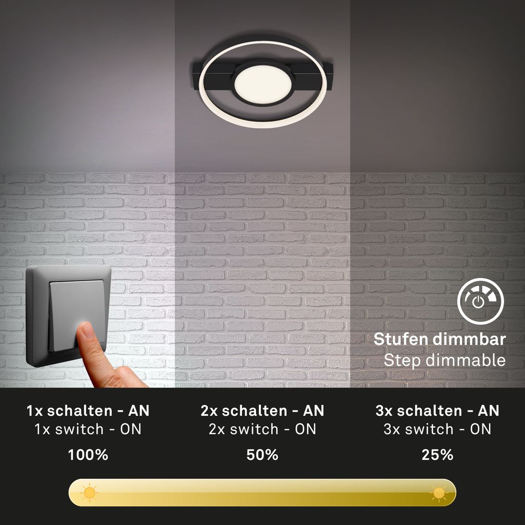 LED Deckenleuchte  33W. 3100lm. 43.5 cm. dimmbar. schwarz 4