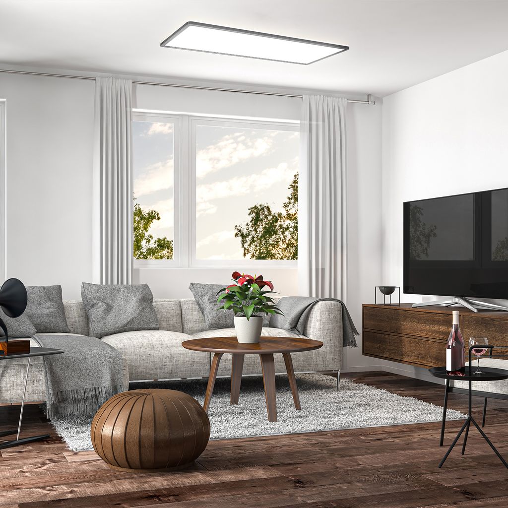 LED Panel 58x20 cm - 22W. 3000lm. dimmbar. Fernbedienung. RGBW. schwarz 6