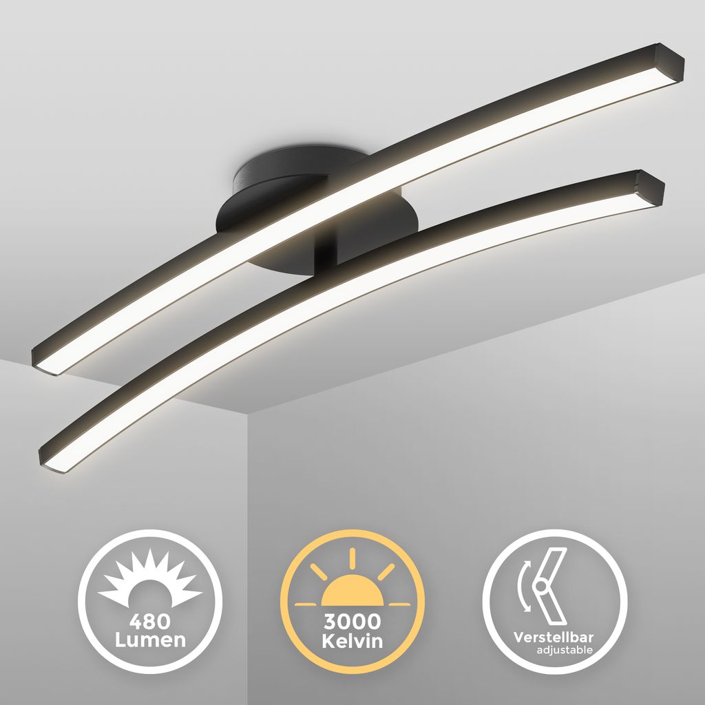 Deckenleuchte 54x12 cm - 12W. 960lm. LED. warmweiß. schwarz 1