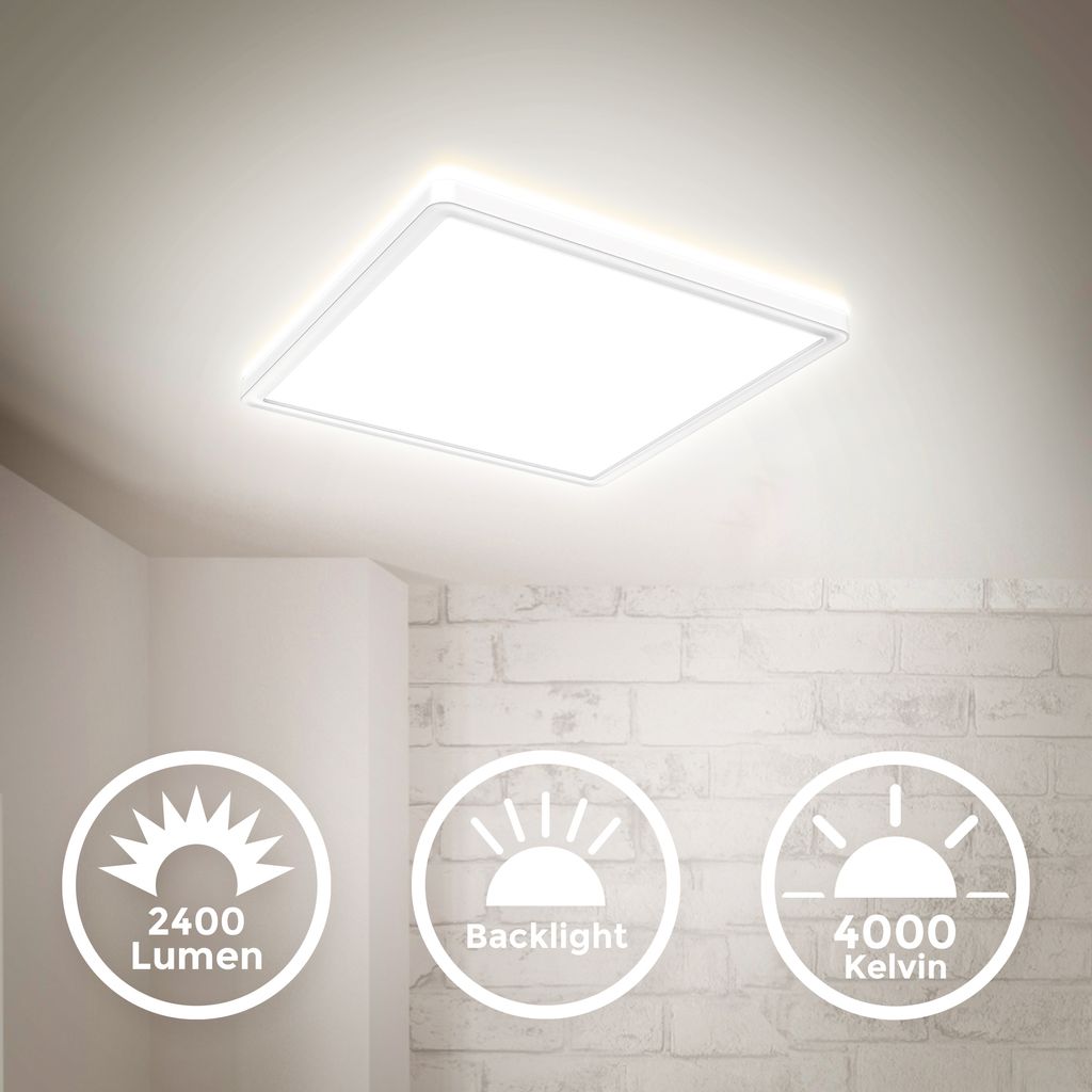 LED Panel 29.3x29.3 cm - 18W. 2400lm. dimmbar. flach. backlight. neutralweiß. weiß 14