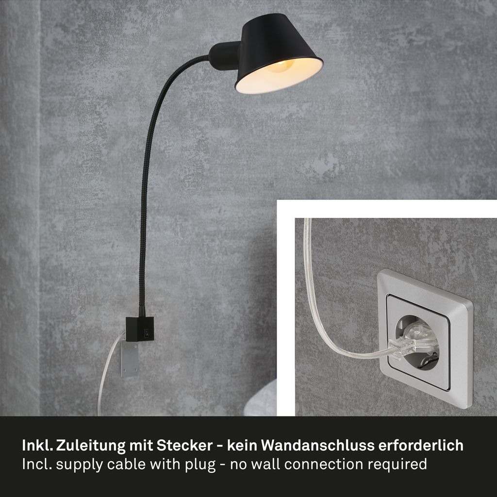 Klemm-/Steckerleuchte Ø 14 cm 1x exkl. E27 10W schwarz 4