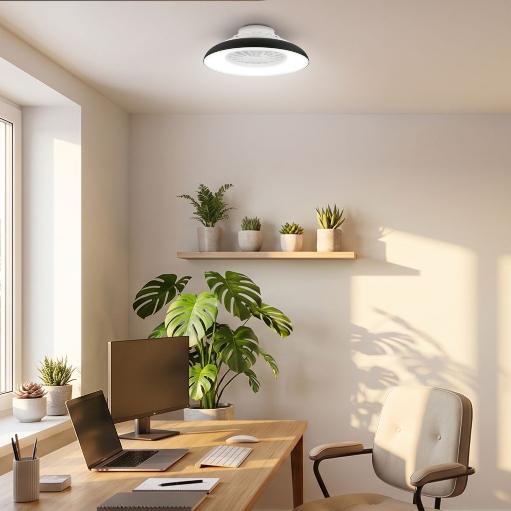 Windora Deckenventilator mit Beleuchtung - 24W, 2600lm, 5 Geschwindkeiten, CCT, Dimmbar, Schwarz, Weiß