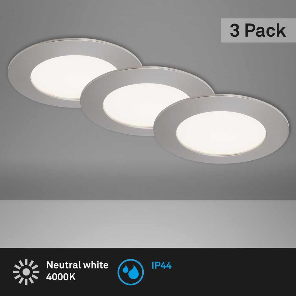 3er Set LED Einbauleuchte. Ø 12 cm. 8 W. Matt-Nickel 1