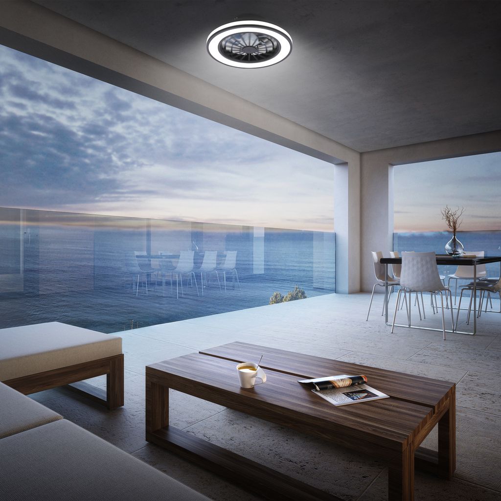 Briloner Deckenventilator mit Licht Fernbedienung Ø38cm Rund 24W 2600lm 3000K-6500K Warmweiß bis Tageslichtweiß DC-Motor Schwarz - Deckenleuchte Schlafzimmer Wohnzimmer 9