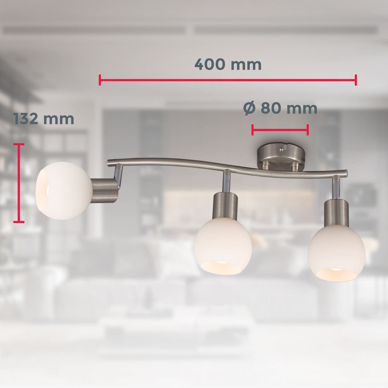 LED Deckenspot - 3-flammig - Deckenleuchte E14 3x 5W 470lm Spots Opalglas dreh- & schwenkbar 3000K warmweiß | Matt-Nickel - 6