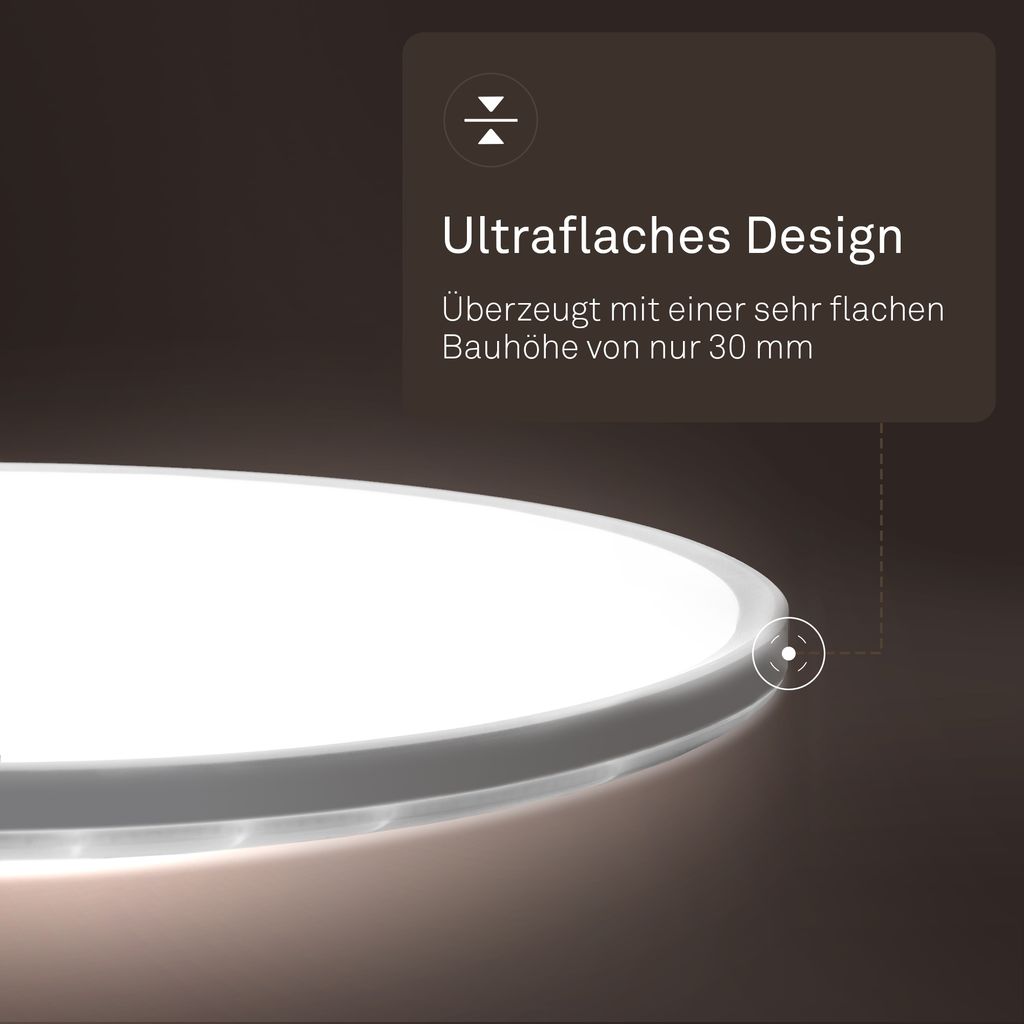 LED Deckenlampe Panel Bad Deckenleuchte Flach IP44 Neutralweiß Licht 42cm Weiß 2