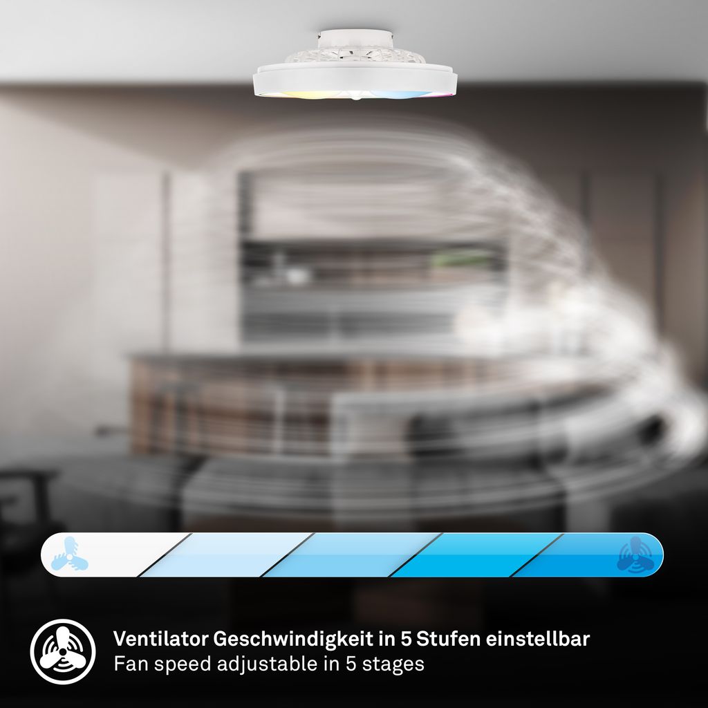 Deckenventilator mit Beleuchtung Fernbedienung Ventilator Dimmbar RGBIC CCT 5