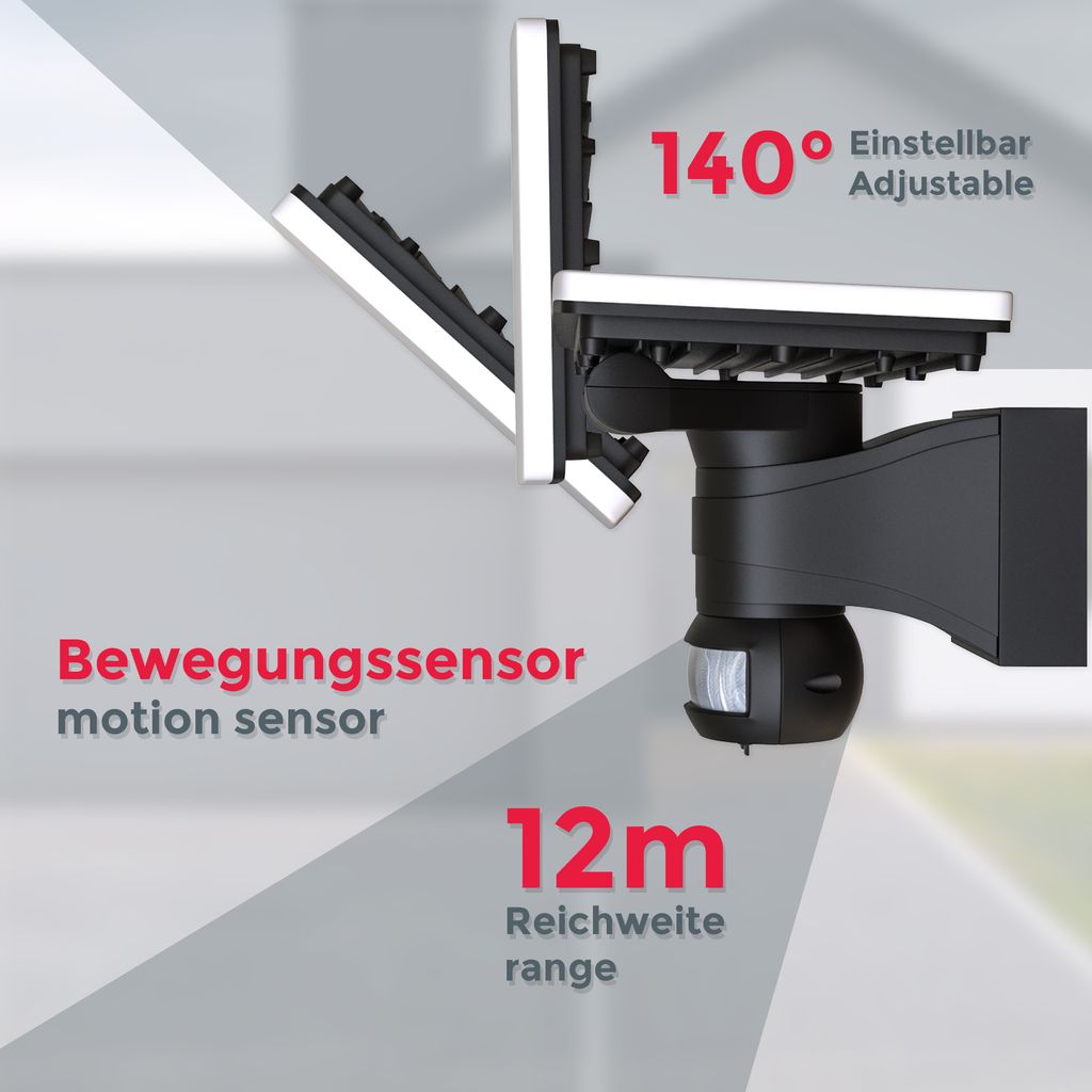 Außenstrahler - 20W. 2300lm. IP44. LED. mit Bewegungsmelder. neutralweiß. schwarz 6