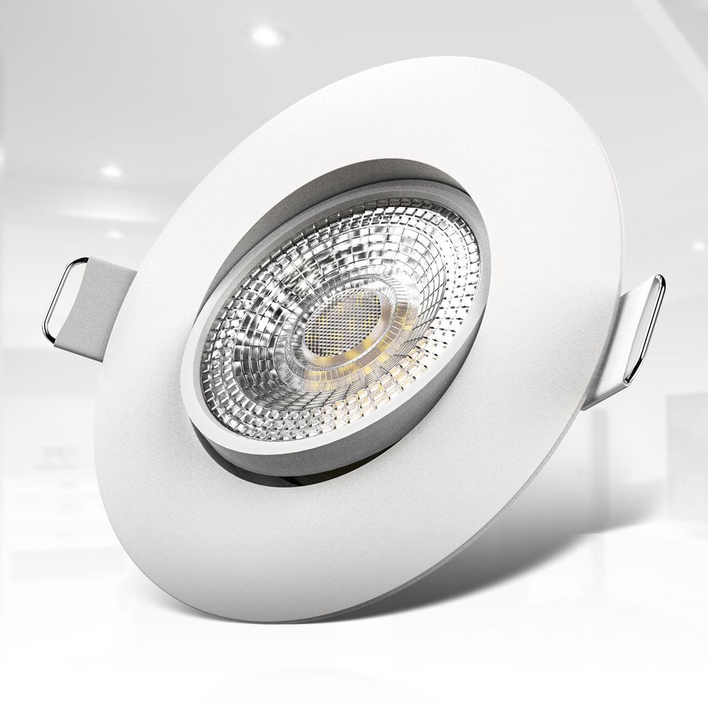 Einbauspot 68mm 6er Set - 230V. 4.9W. 480lm. LED. warmweiß. weiß 6