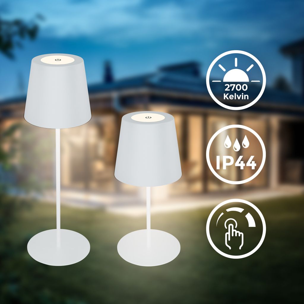 Tischlampe - 2.5W. 200lm. kabellos. led. dimmbar. warmweiß. weiß 1