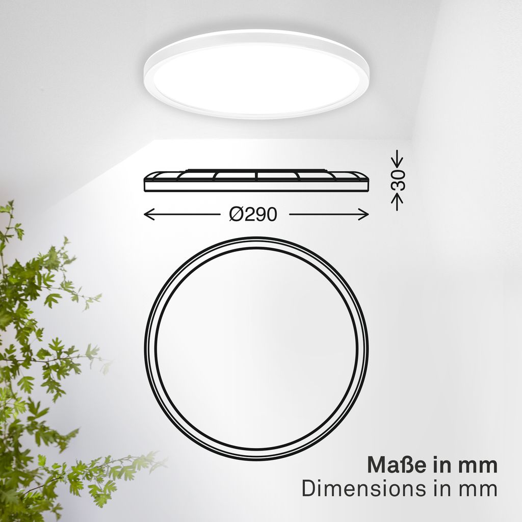 LED Deckenlampe Panel Bad Deckenleuchte Flach Indirektes Licht IP44 29cm Weiß 11