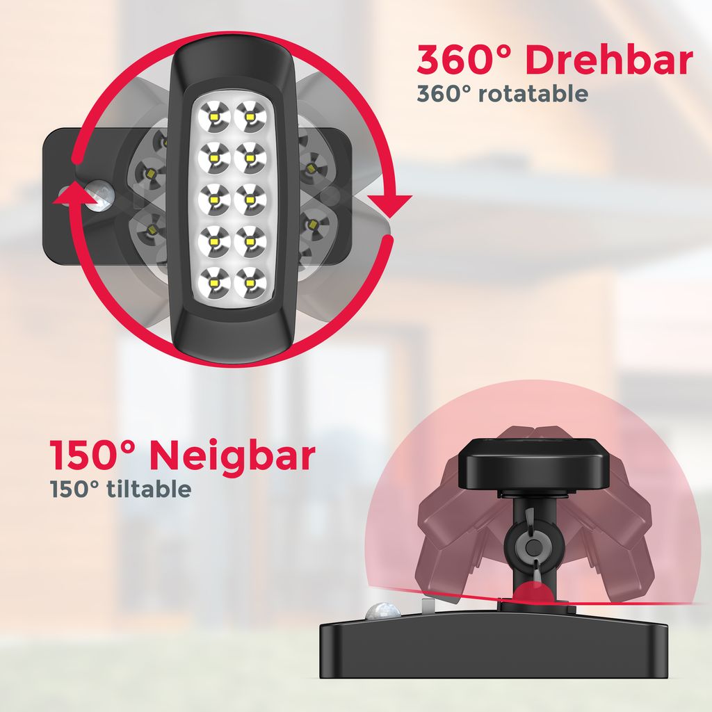 Solarleuchte Garten - LED. Bewegungsmelder. Dämmerungsschalter. 6500K. schwarz 7