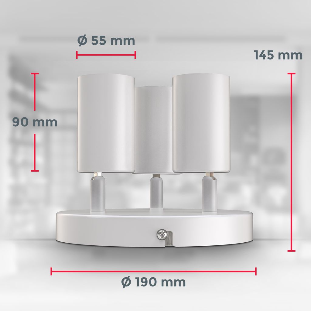 Deckenstrahler - schwenkbar. GU10 Fassung. Rondell. 3-flammig. weiß 4