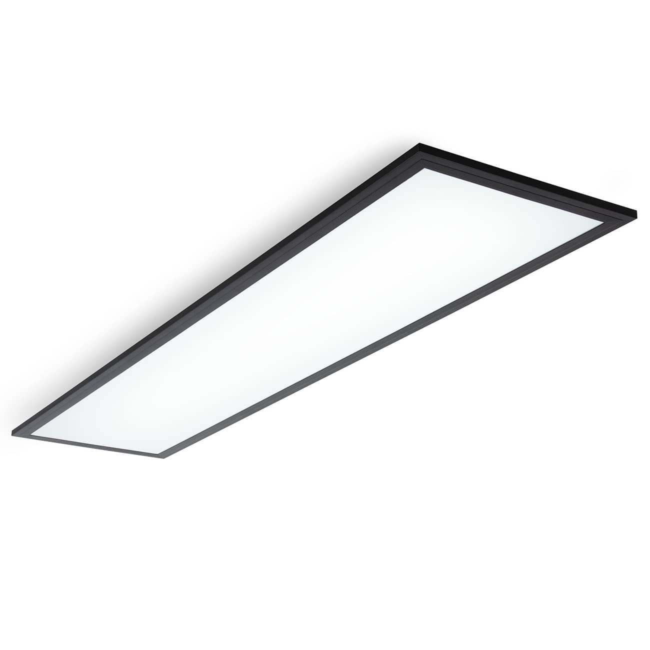 LED Decken-Panel flach - 100x25cm - Deckenleuchte 230V 22W 2200lm neutralweiße Lichtfarbe 4000K Deckenlampe Büro Küche | schwarz - 1