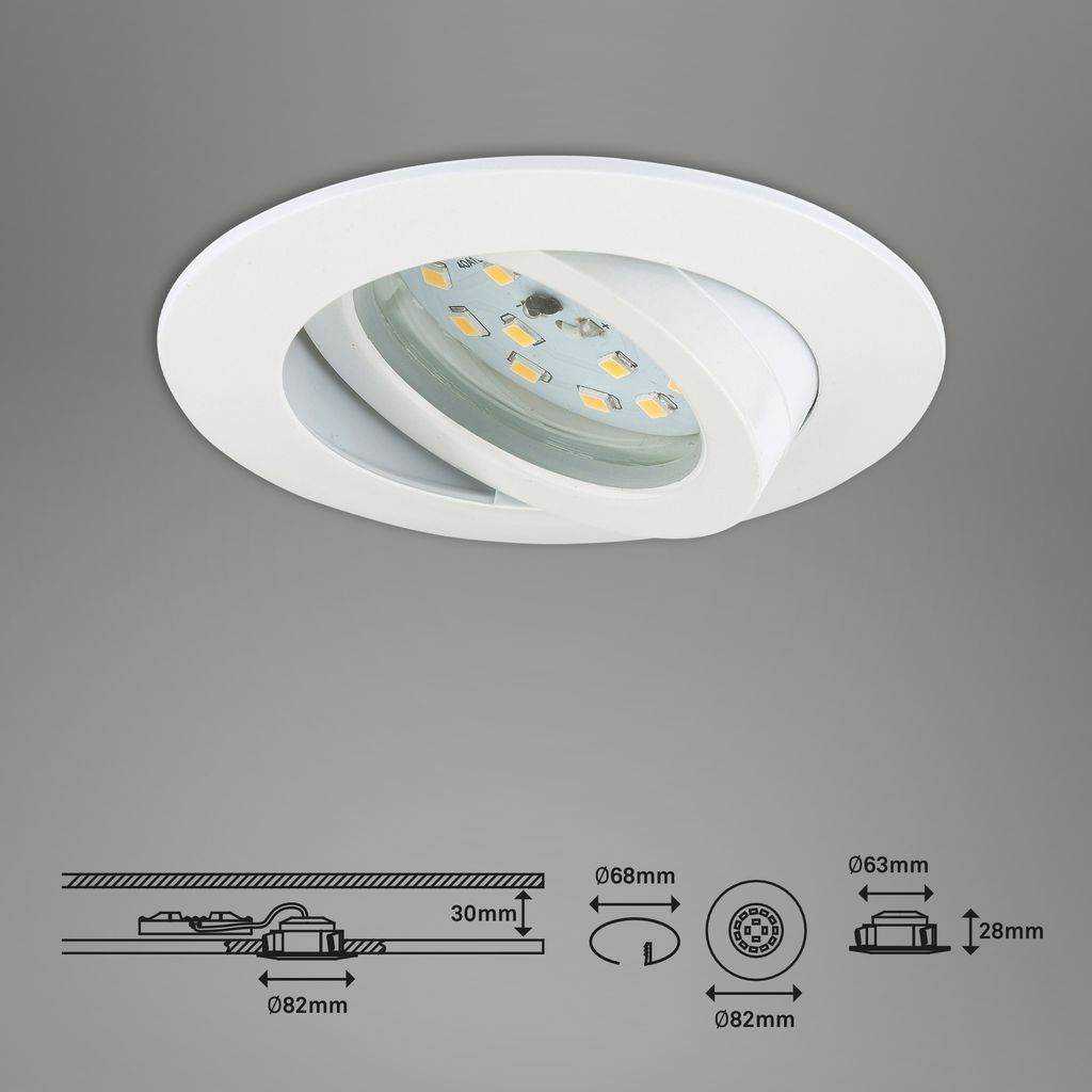 3er Set LED Einbauleuchte Ø 8.2 cm 6.5 W Weiß 20