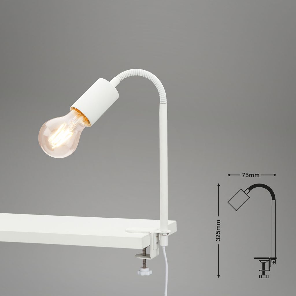 Klemmleuchte Ø 1x exkl E27 10W weiß 20