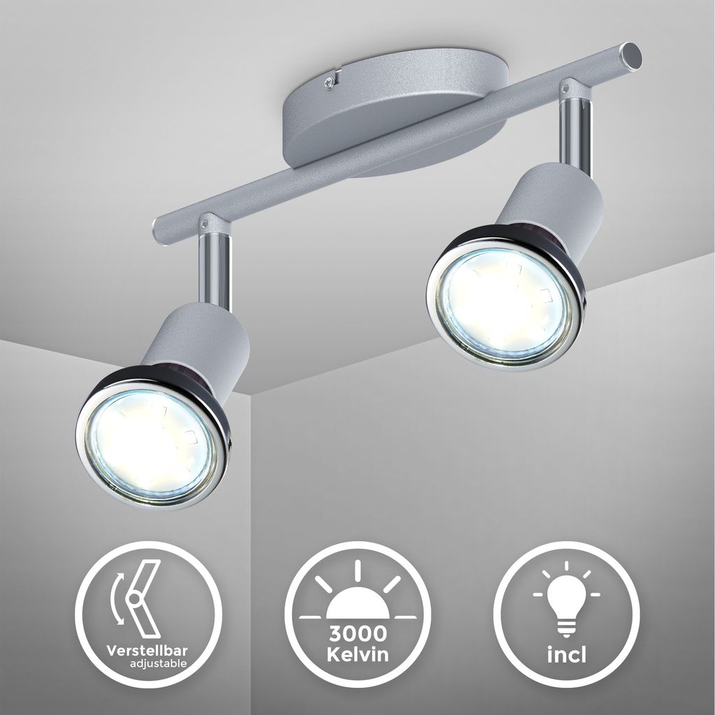 Deckenstrahler - 6W. 500lm. LED. schwenkbar. 2-flammig. GU10. warmweiß. matt-nickel 1