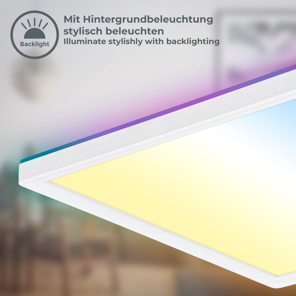 LED Panel 58x20 cm - 22W. 3000lm. dimmbar. Fernbedienung. CCT. RGB. weiß 7