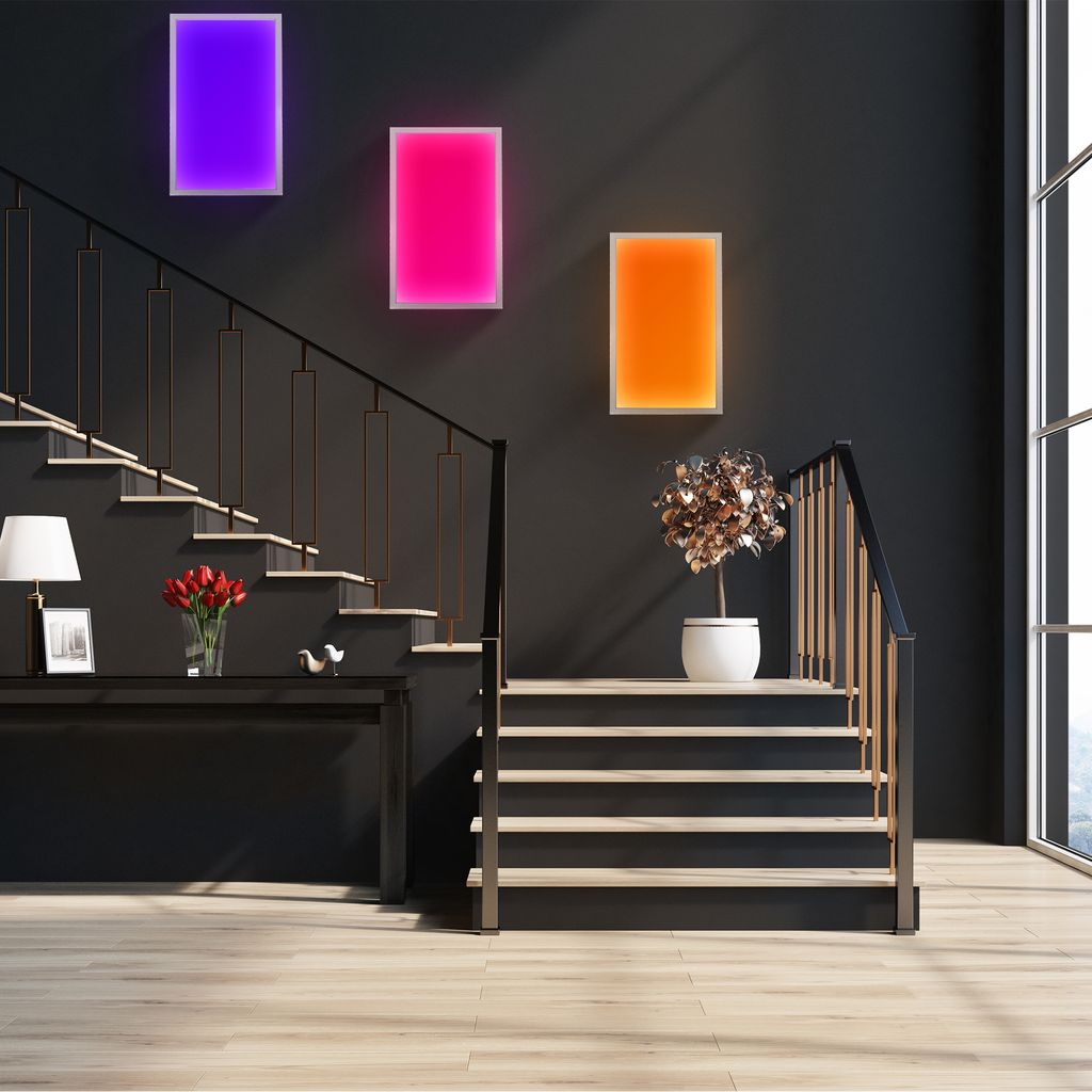 LED Panel 59.5x29.5 cm - 15W. 1300lm. dimmbar. Fernbedienung. CCT. RGB. silberfarbig 7