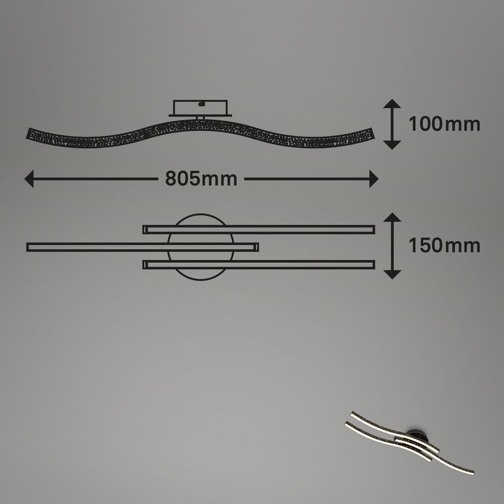 Briloner Leuchten REY - Wand-& Deckenleuchte - 3718035 - Glitzereffekt durch Laserlochoptik - 19W ? 2100 lm - Warmweiß 3000K - 80.5 x 15 x 10 cm 7