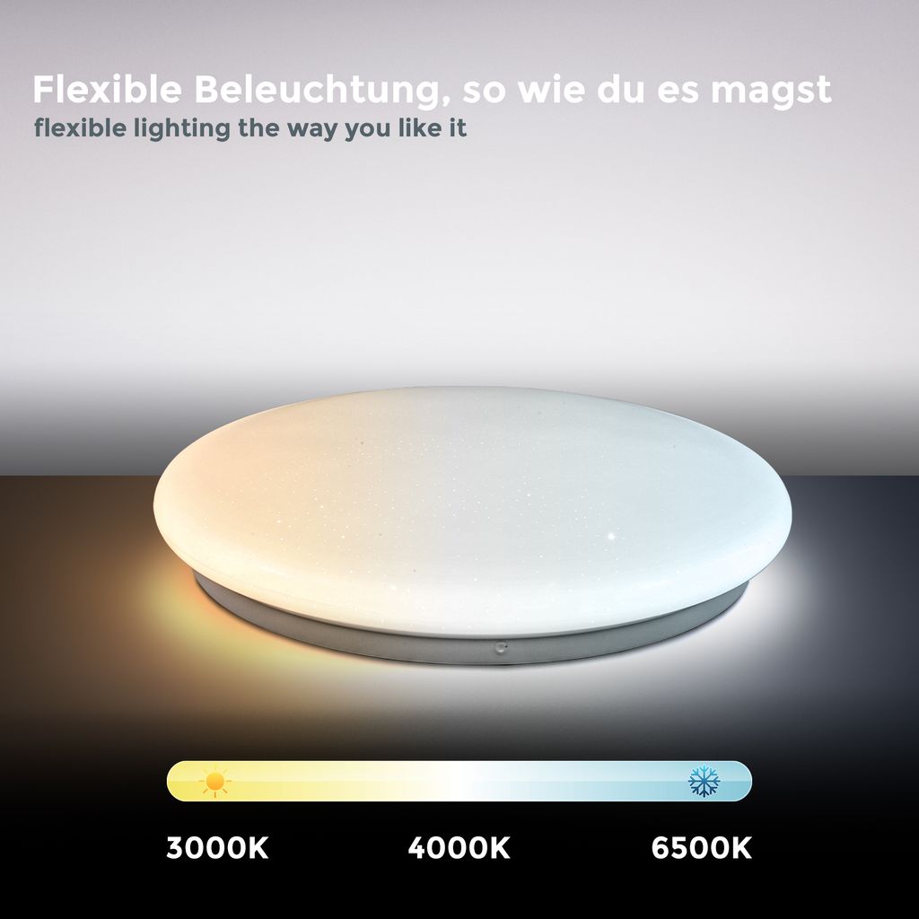 Deckenleuchte Ø33.8 cm - 17W. 1530lm. LED. dimmbar. Fernbedienung. CCT. weiß 5