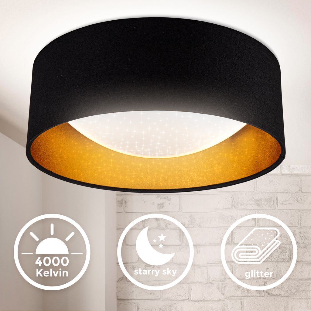 LED Deckenleuchte Sternenhimmeleffekt. schwarz-gold 2
