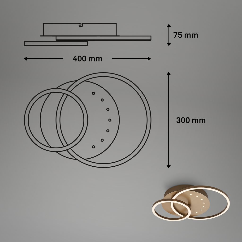 LED ceiling light with LED dots.brown-gold.LED/26W 5